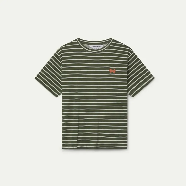Camiseta de Compañía Fantástica con estampado de rayas verde oliva.