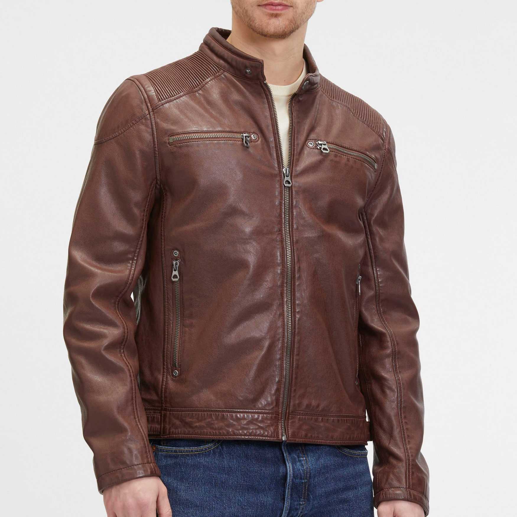 Cazadora Piel Gipsy GMDerran Men Biker Chestnut