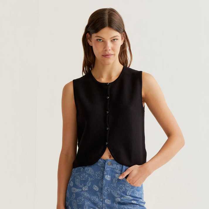 Top Chaleco Compañía Fantástica punto negro