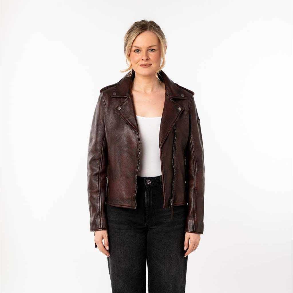 Cazadora Piel Mauritius Biker MW Phoebe Dark Red