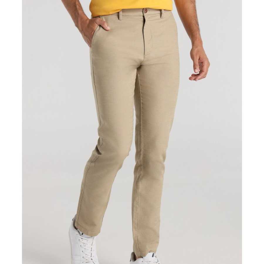 Pantalón Chino Bendorff Mezcla Lino Slim 111Tostado