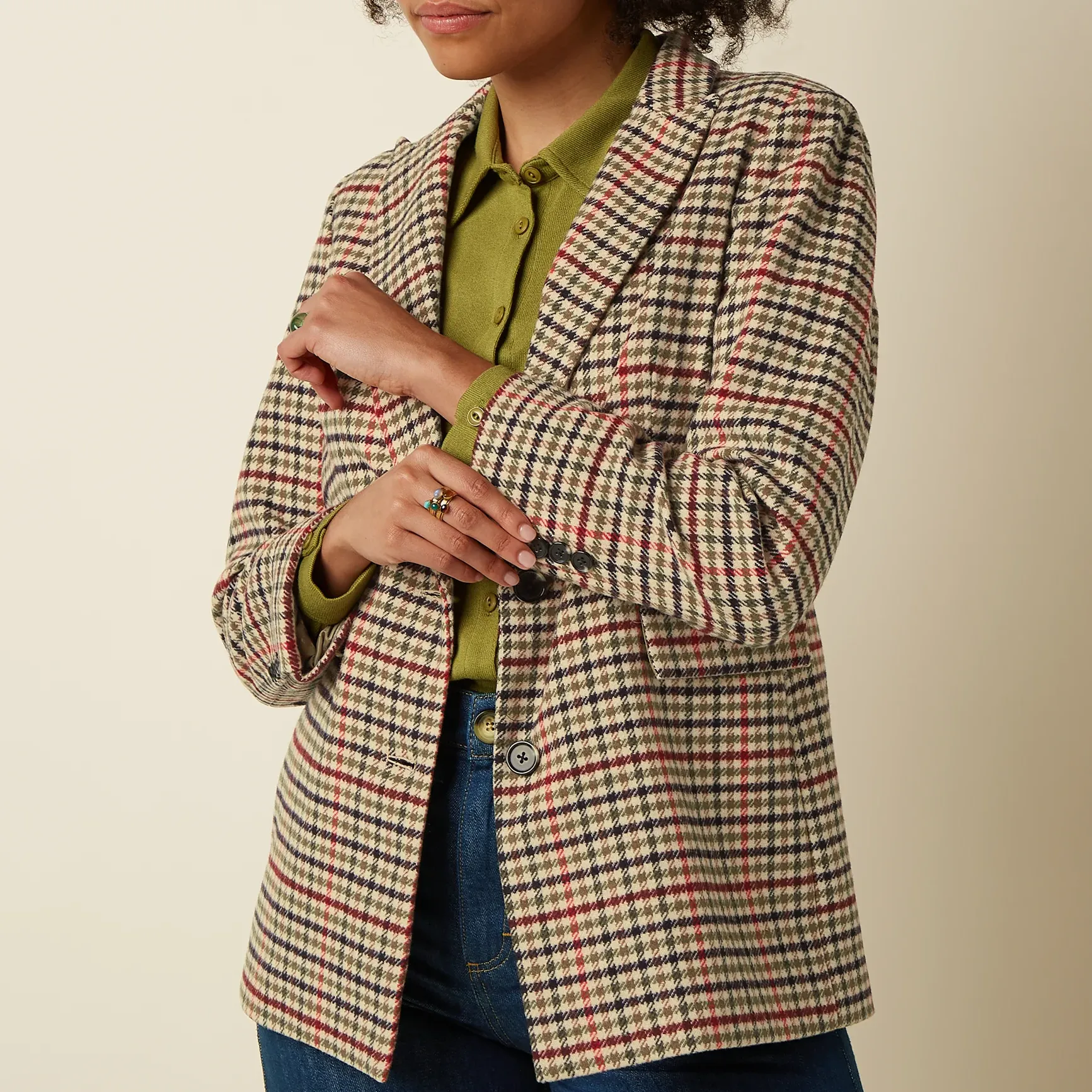 Americana King Louie Tula Blazer Basso Check Marzipan