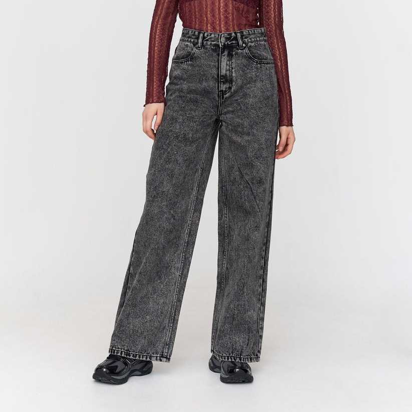 Pantalón 24Colours Pierna Ancha Vaquero Black