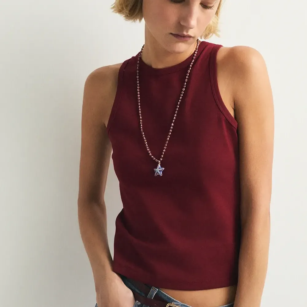 Camiseta Tiras eseOese Top Zoe Burdeos