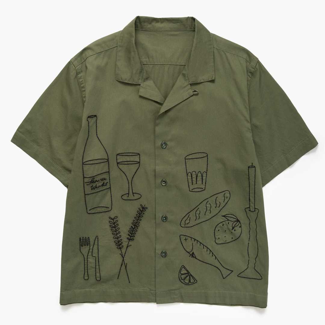 Camisa Service Works Light Twill Picnic Short Sleeve Olive