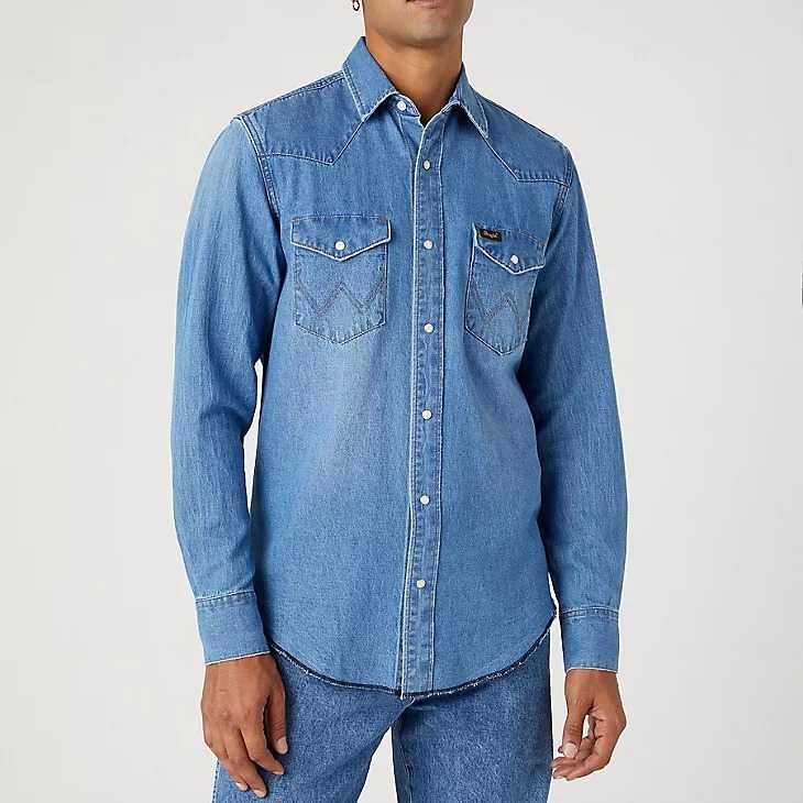 Camisa Wrangler Denim Heritage Authentic Blue