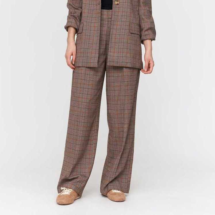 Pantalón 24Colours Cuadros Checked Marrón/Burdeos/Mostaza
