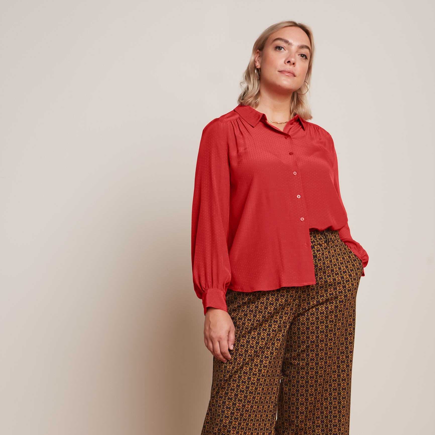 Camisa King Louie Carina Blouse Sista Terra Red