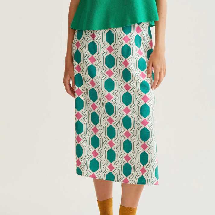 Falda Midi Compañía Fantástica estampado Geometric