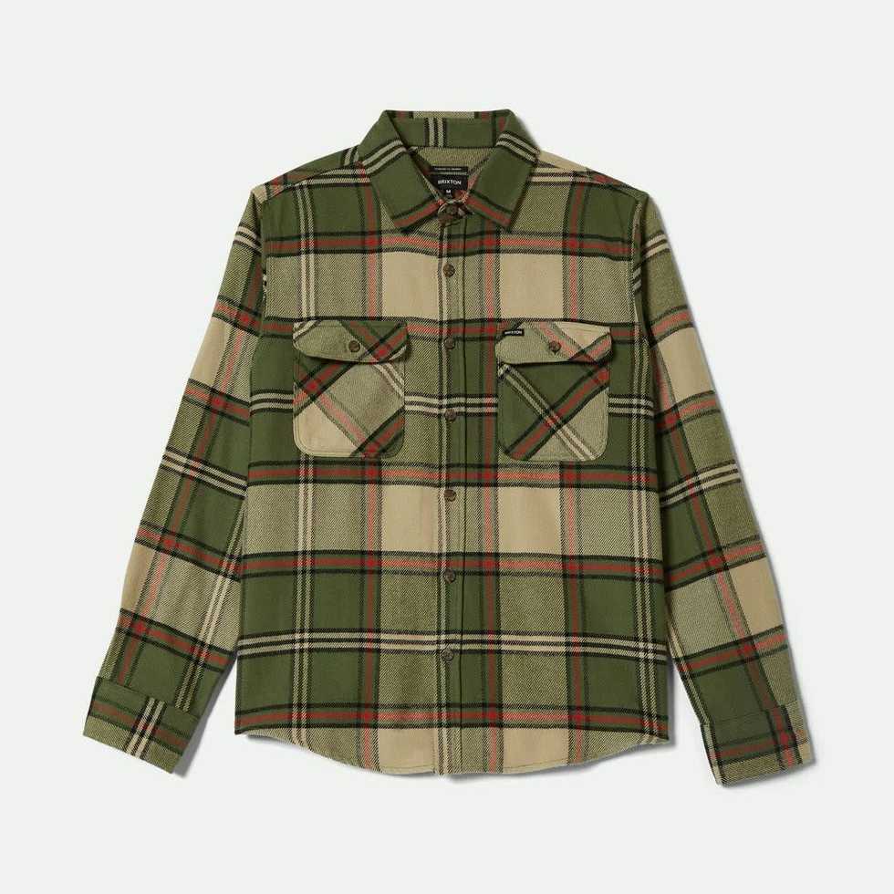 Camisa Brixton Franela Bowery Wild Green/Elm/Adrenaline Rush