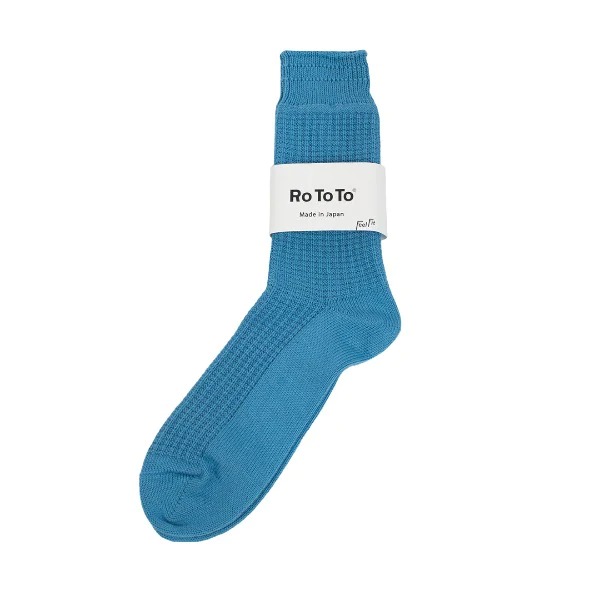 Calcetines RoToTo Cotton Waffle Crew Light Blue