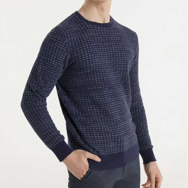 Jersey Bendorff Cuello Caja Jacquard Calado Azul Marino