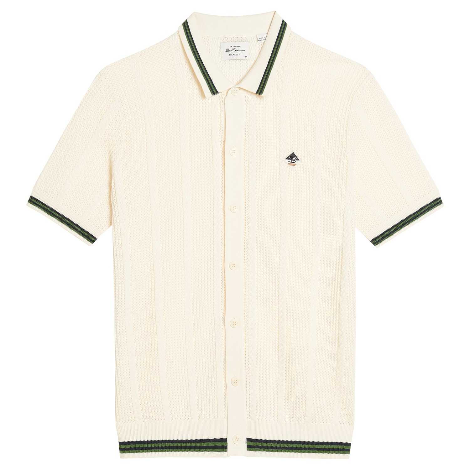 Polo de Punto Ben Sherman OPEN TEXTURE BUTTON THROUGH Ivory