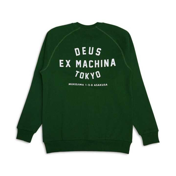 Sudadera Deus Ex Machina Tokyo Address Crew Hillside Green