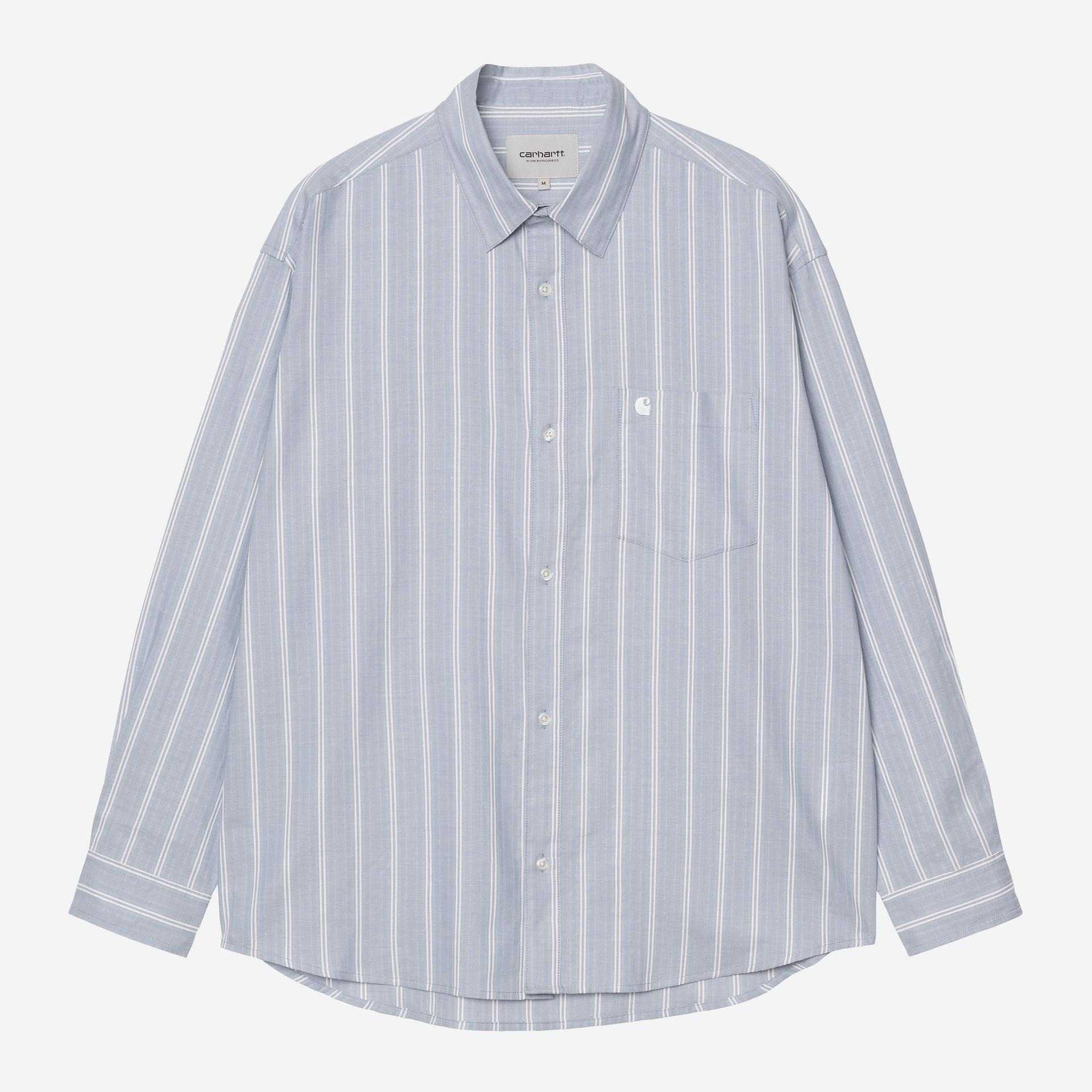 Camisa Carhartt Wip LS Beale Shirt Stripe Gentle Blue/White