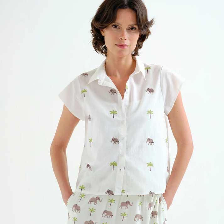 Camisa Compañía Fantástica estampado Elefante y Palmera