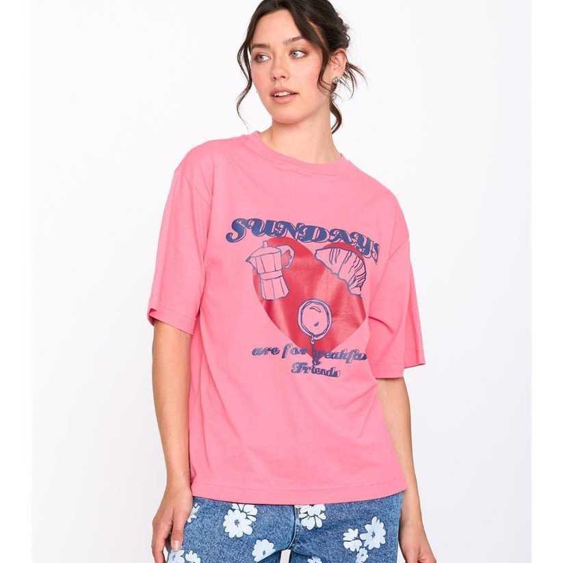 Camiseta 24Colours Sundays Rosa