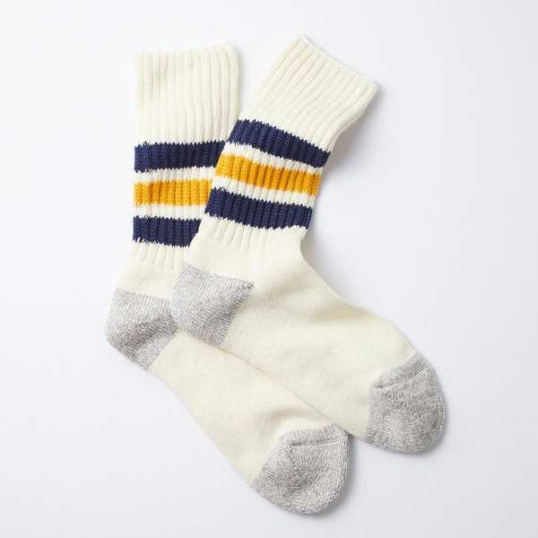 Calcetines RoToTo Coarse Ribbed Old School Crew Navy Yellow