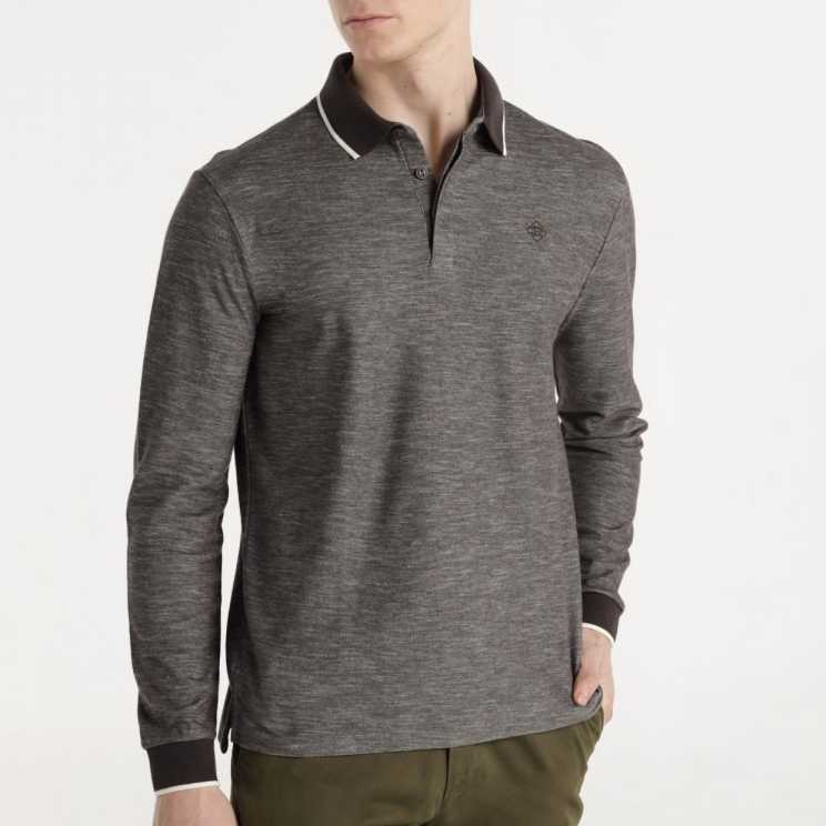 Polo Bendorff Manga Larga Cuello Contraste Marrón