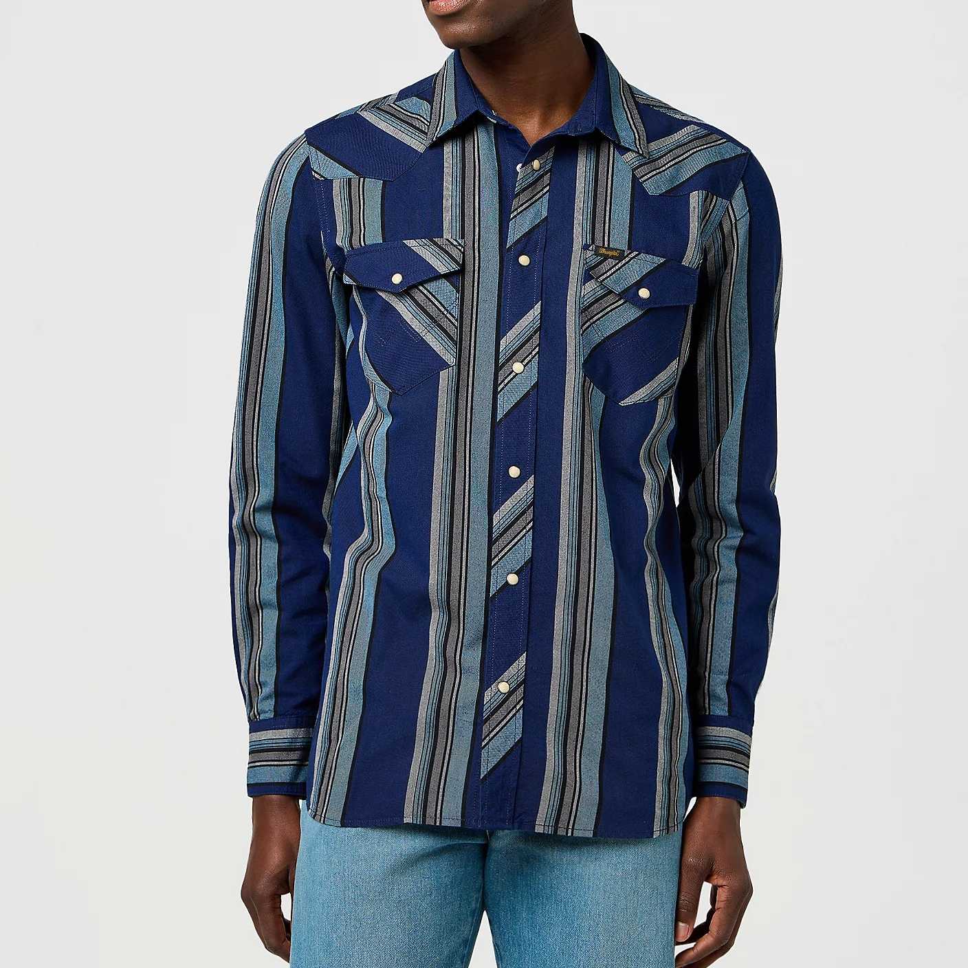 Camisa Wrangler Western Indigo Vintage Blue