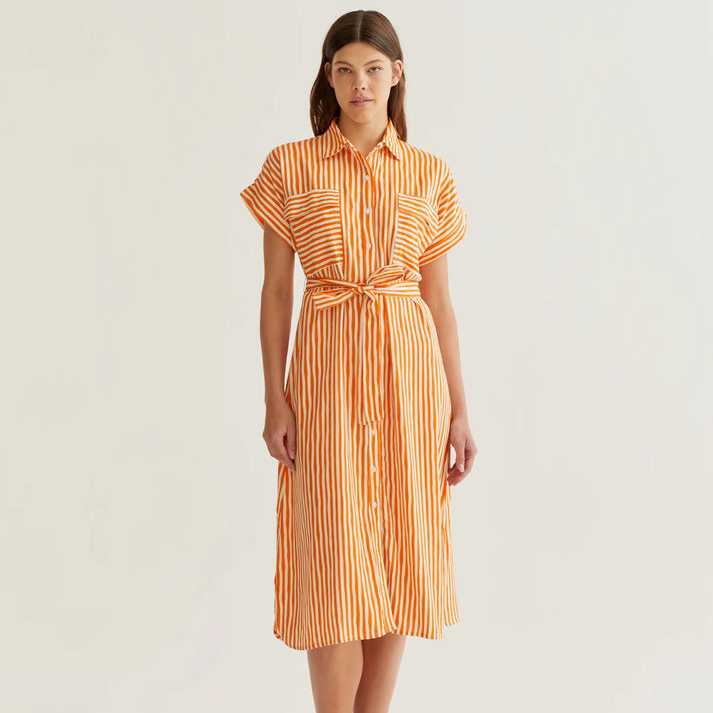 Vestido midi Compañía Fantástica estampado Lavagna Orange