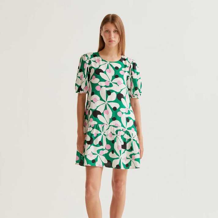 Vestido Corto Compañía Fantástica Estampado Hosta