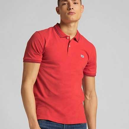 POLO LEE PIQUE IN WASHED RED
