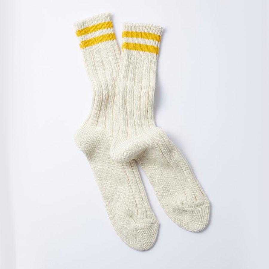 Calcetines Rototo Low Raw 2 Stripes ecru/d.yellow