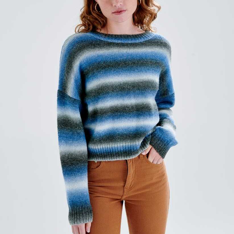 Jersey Pullover 24Colours Stripes Wool Blue