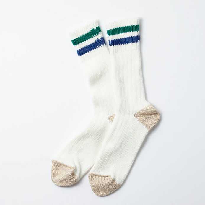 Calcetines Rototo Ribbed Crew Green/Blue