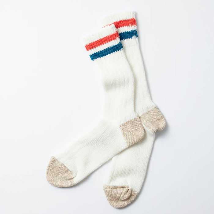 Calcetines Rototo Ribbed Crew Red Blue