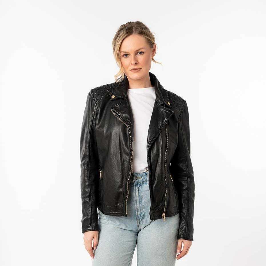 Cazadora Piel Mauritious Biker Chlara Black