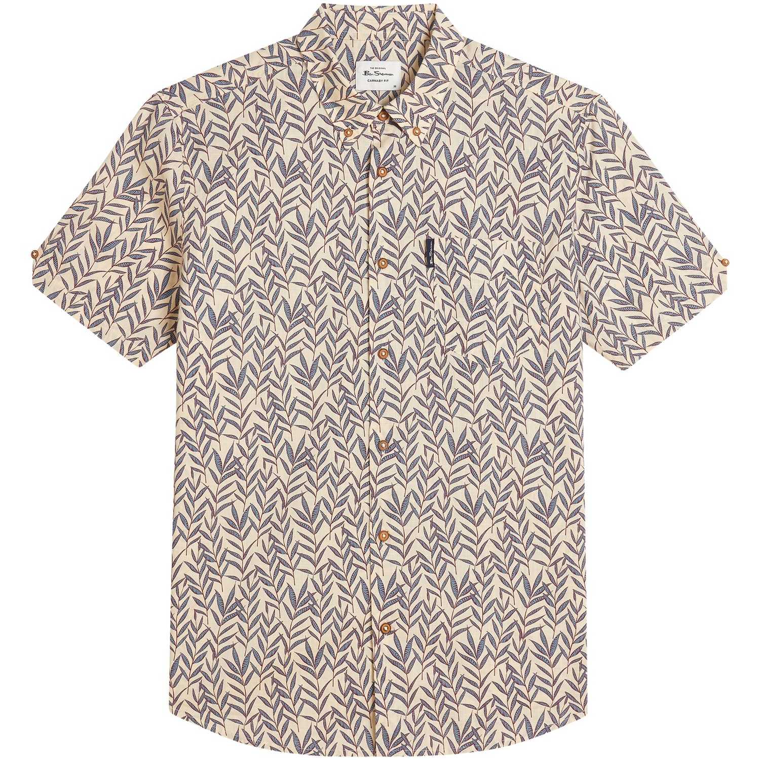 Camisa Ben Sherman Leaf Print Oyster White