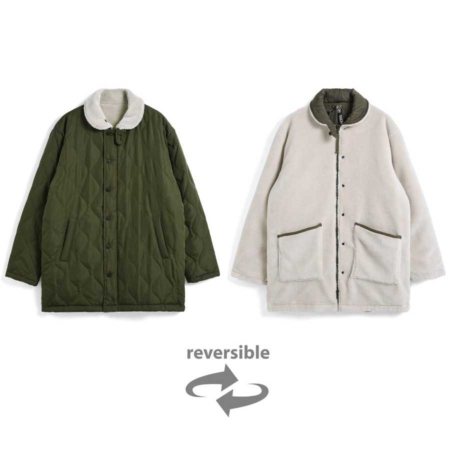 Parka de Pluma Reversible Taion R119ZBML Dark Olive/Cream