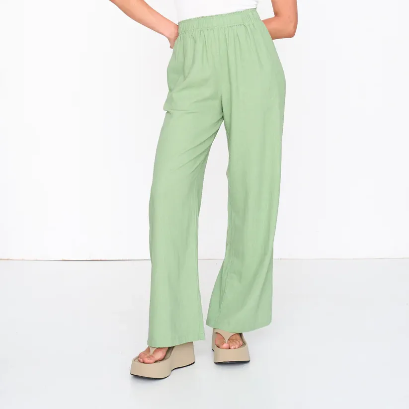 Pantalón 24Colours tejido de fibra natural Green