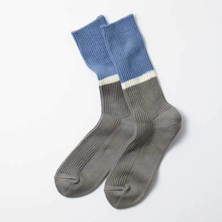 Calcetines RoToTo Bicolor Ribbed Crew L.Blue/D.Gray
