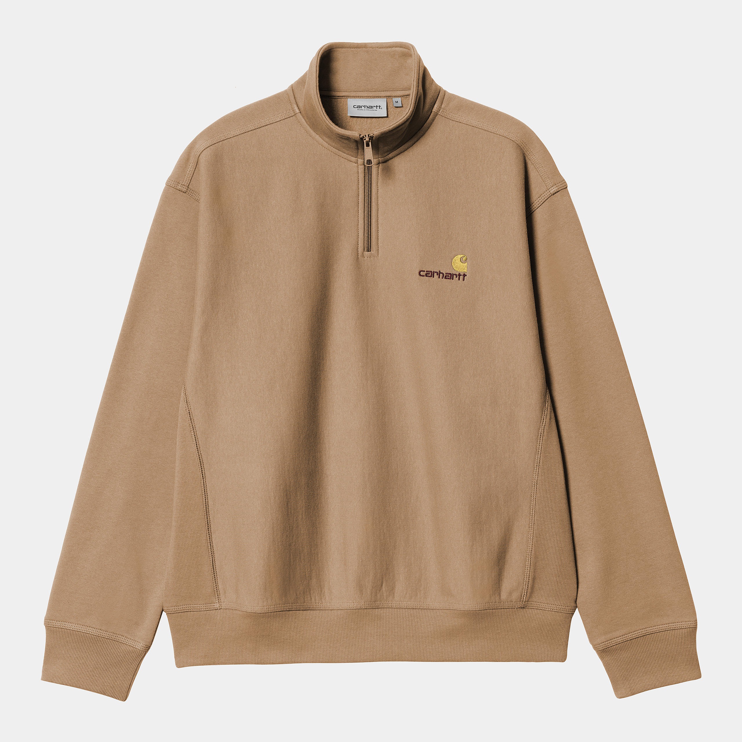 Sudadera Carhartt Wip Half Zip American Script Peanut