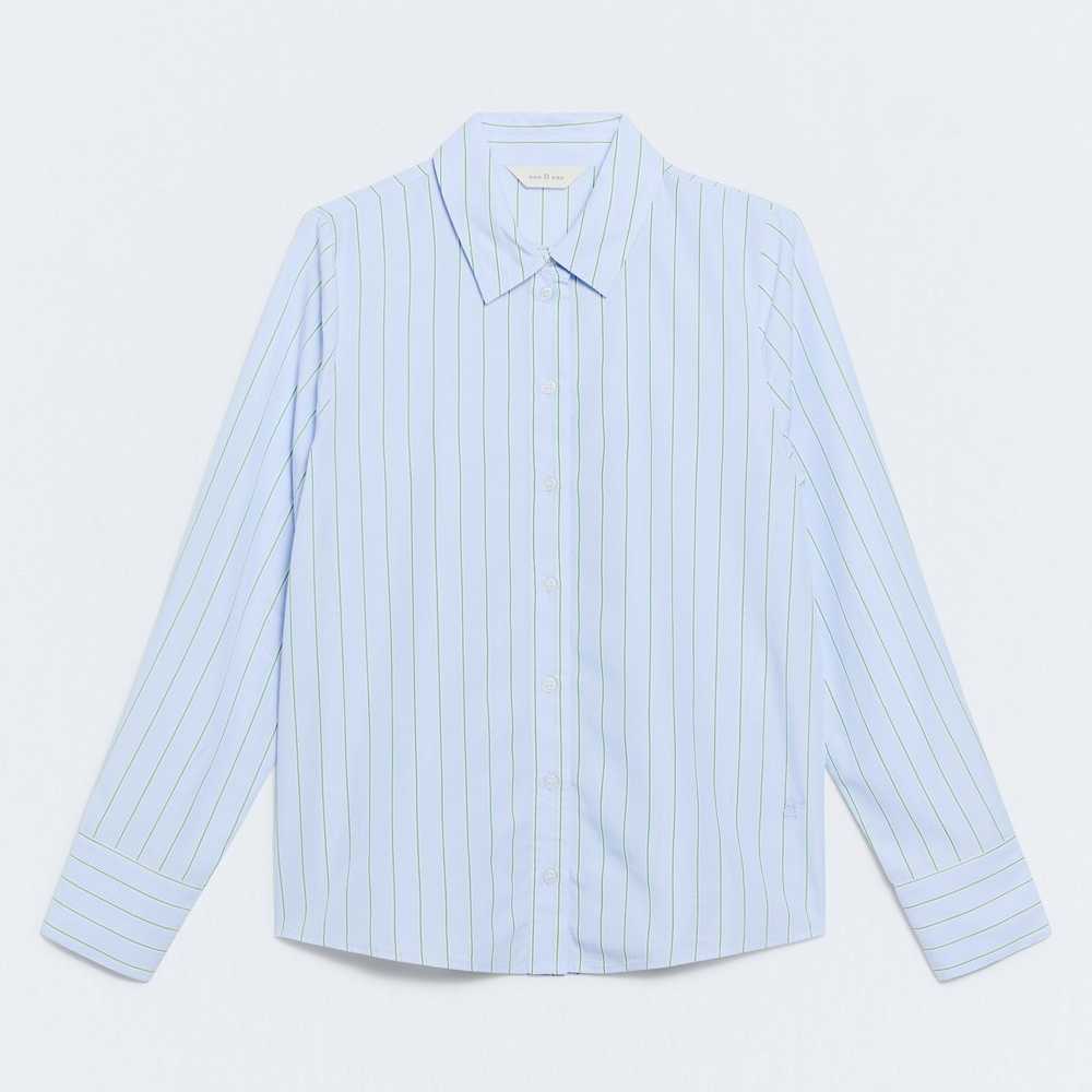 Camisa EseOEse C. Harvey Azul Rayas Verdes