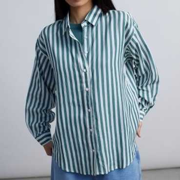 Camisa 24Colours Bluse Striped Green