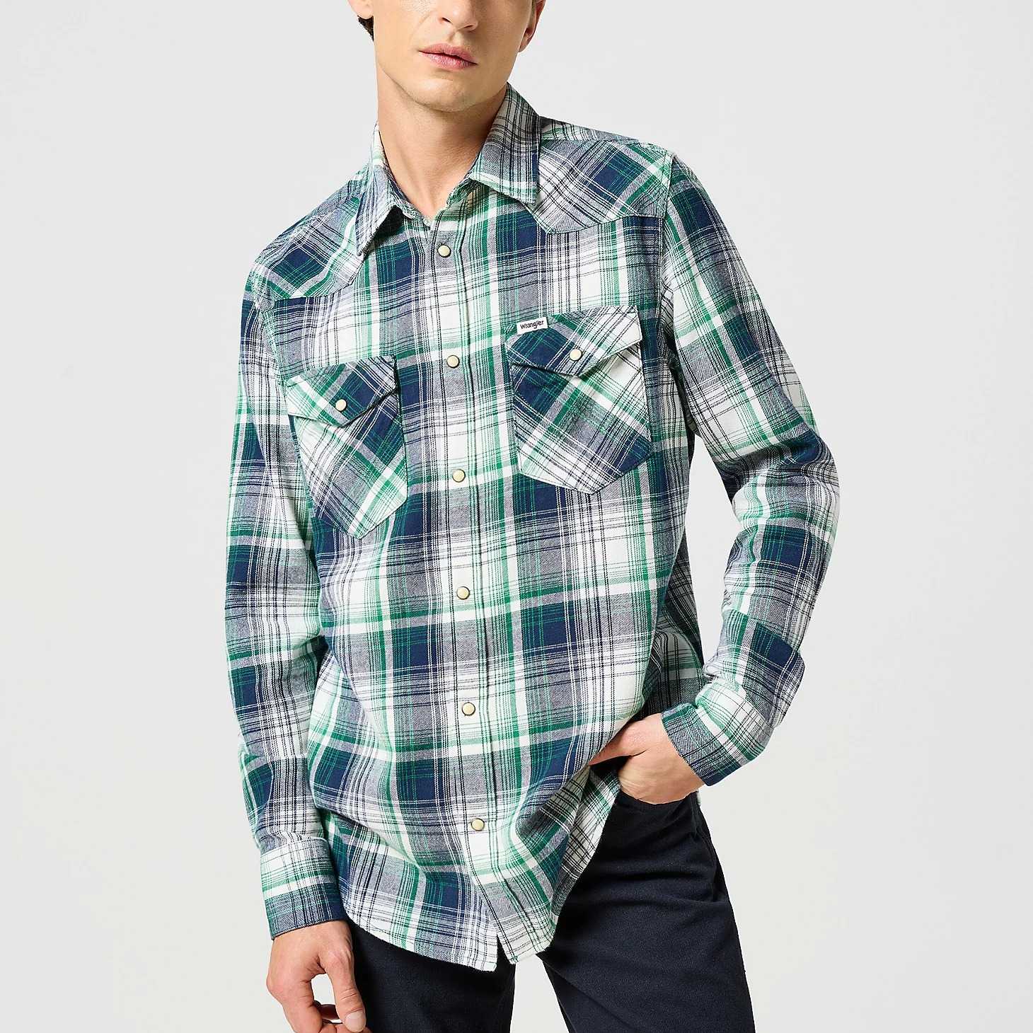 Camisa Wrangler Western Shirt Green_Blue