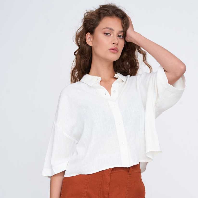 Camisa 24Colours Mezcla Viscosa Y Lino