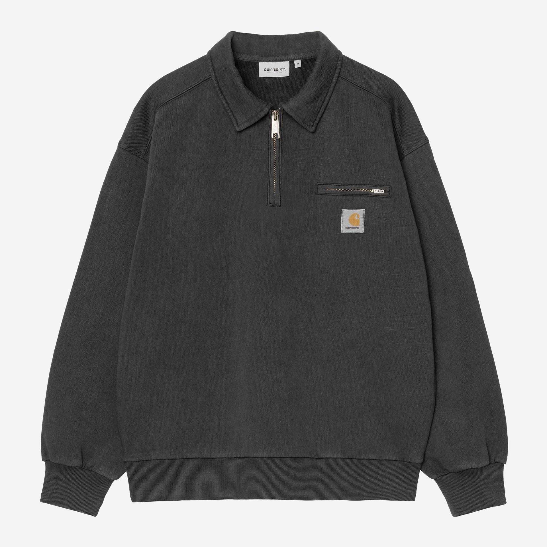 Sudadera Carhartt Wip Half Zip Detroit Sweat Black stone washed