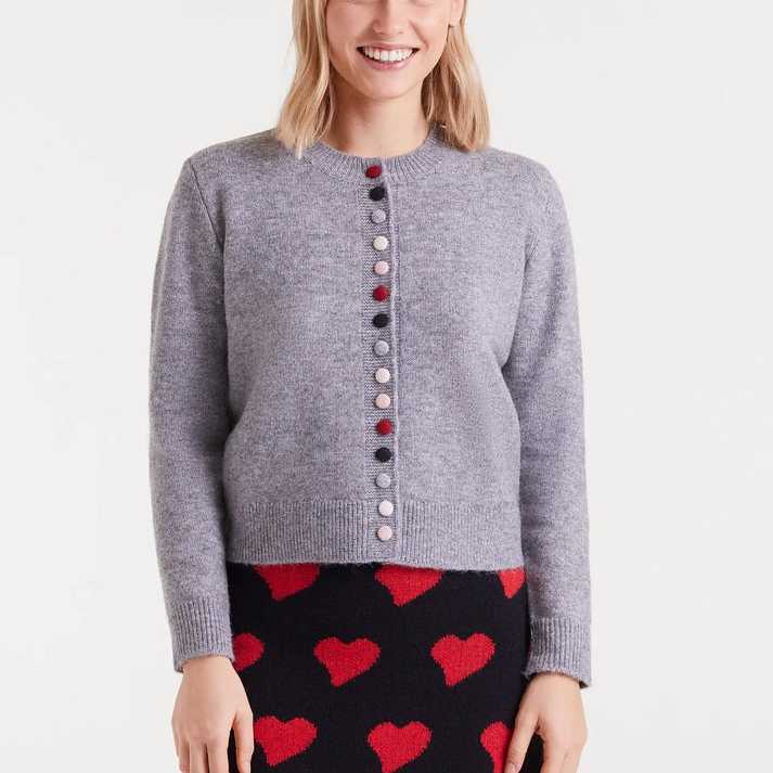 Cárdigan Compañía Fantástica Cuello Redondo Gris