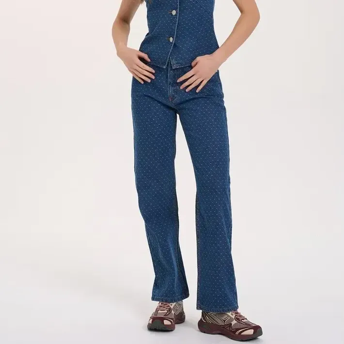 Pantalón Denim 24Colours Estampado Puntos Azul