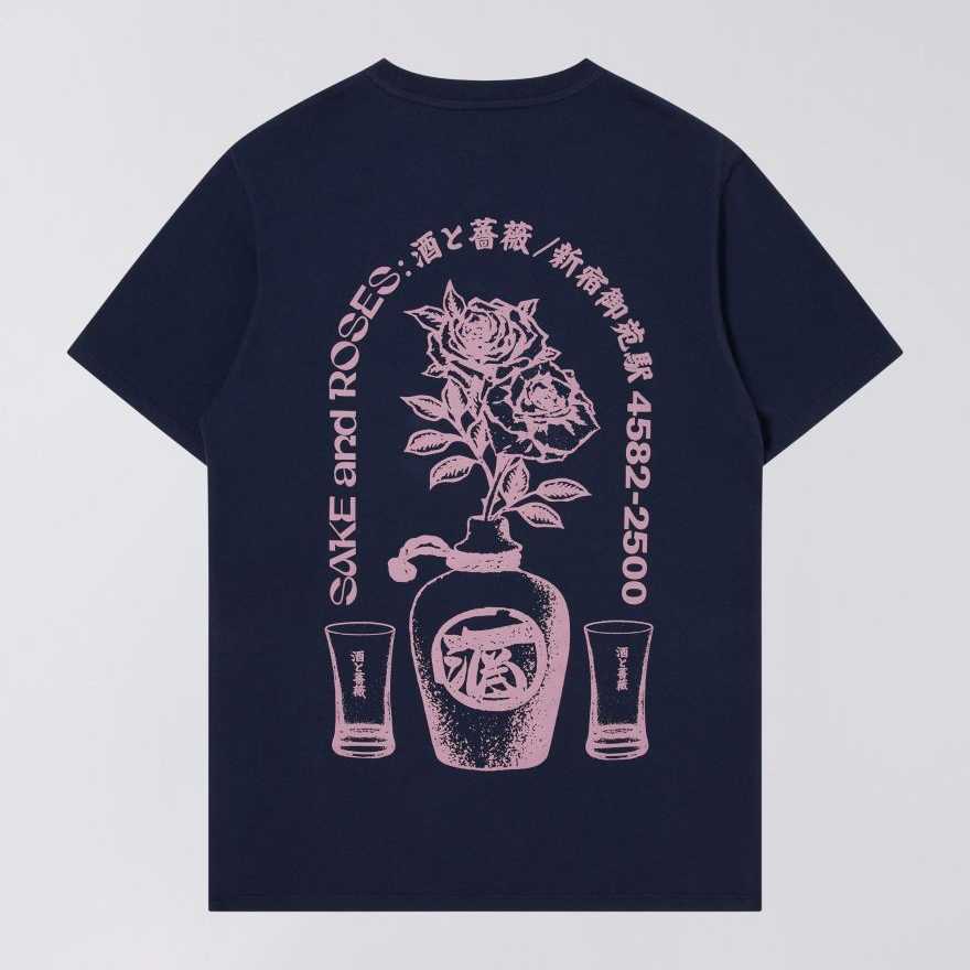 Camiseta Edwin Sake And Roses Maritime Blue Garment Washed