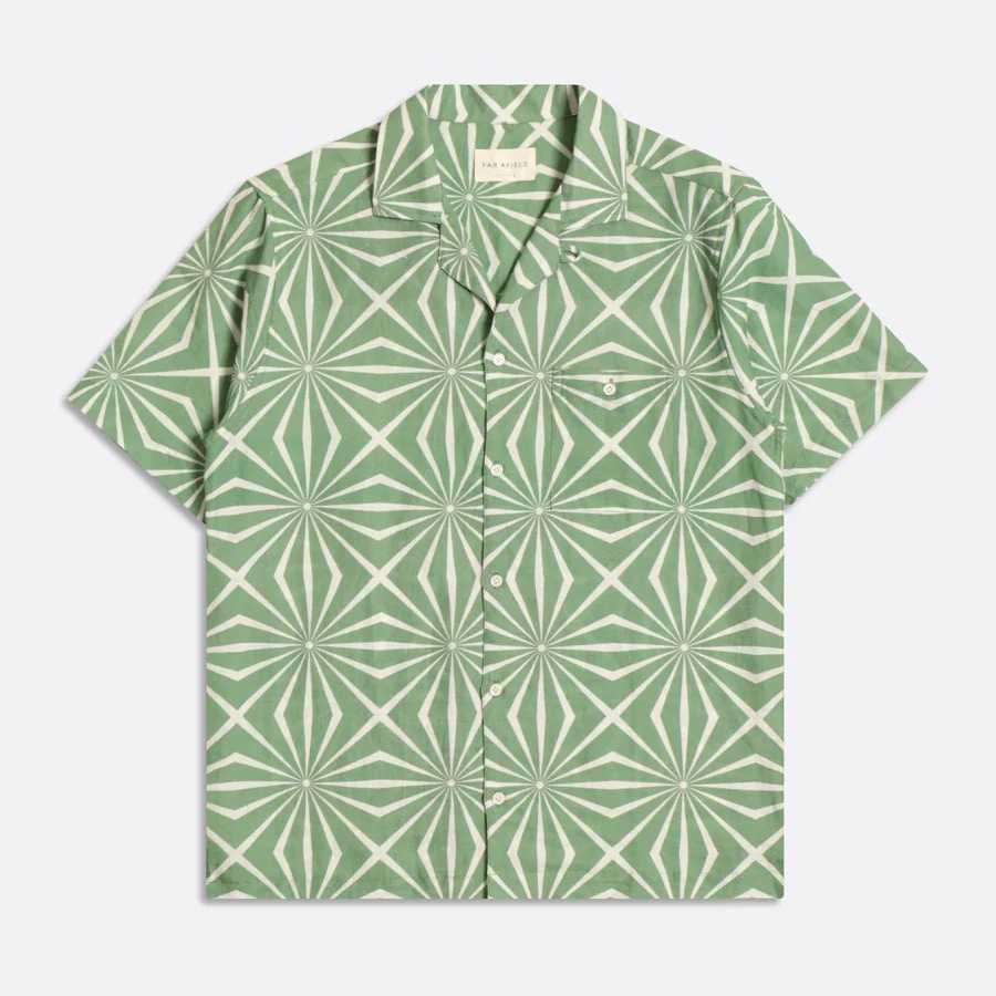 Camisa Far Afield Selleck SS Taneto Print Turf Green