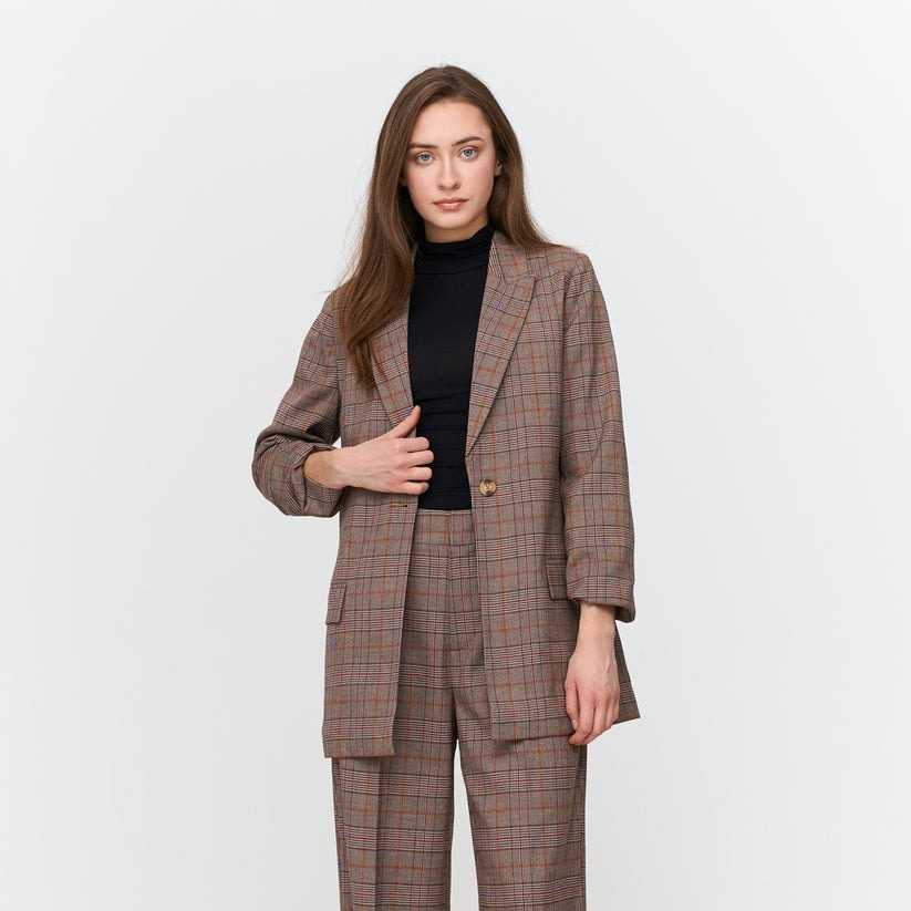 Blazer 24Colours Cuadros Checked Marrón/Burdeos/Mostaza