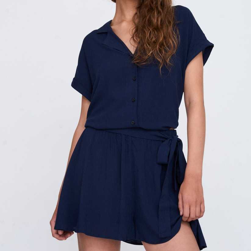 Blusa 24Colours Con Botones Marina Navy