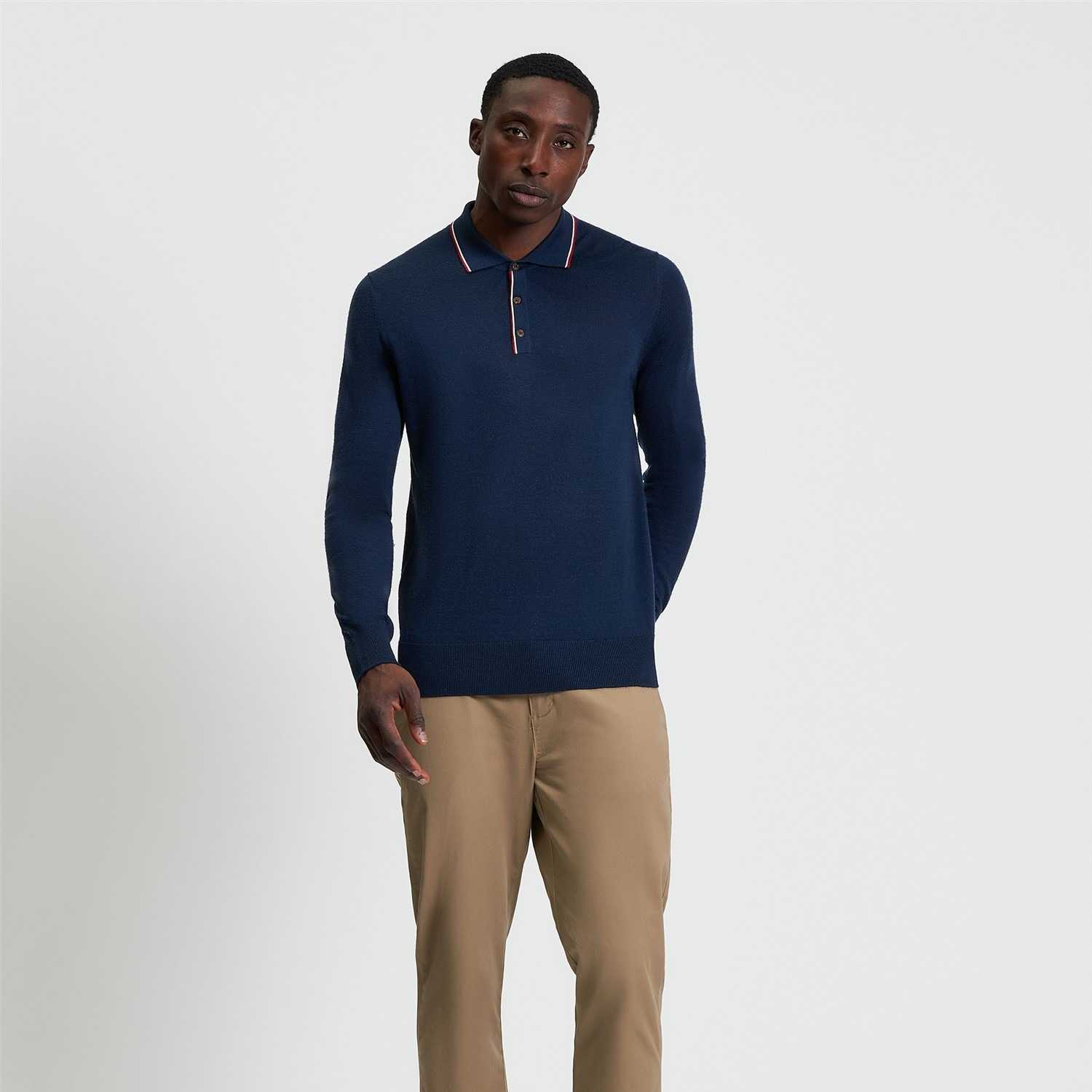 Polo Ben Sherman Tipped Merino Dark Navy