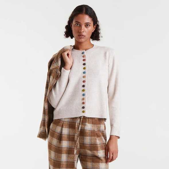 Cárdigan Compañía Fantástica Cuello Redondo Beige